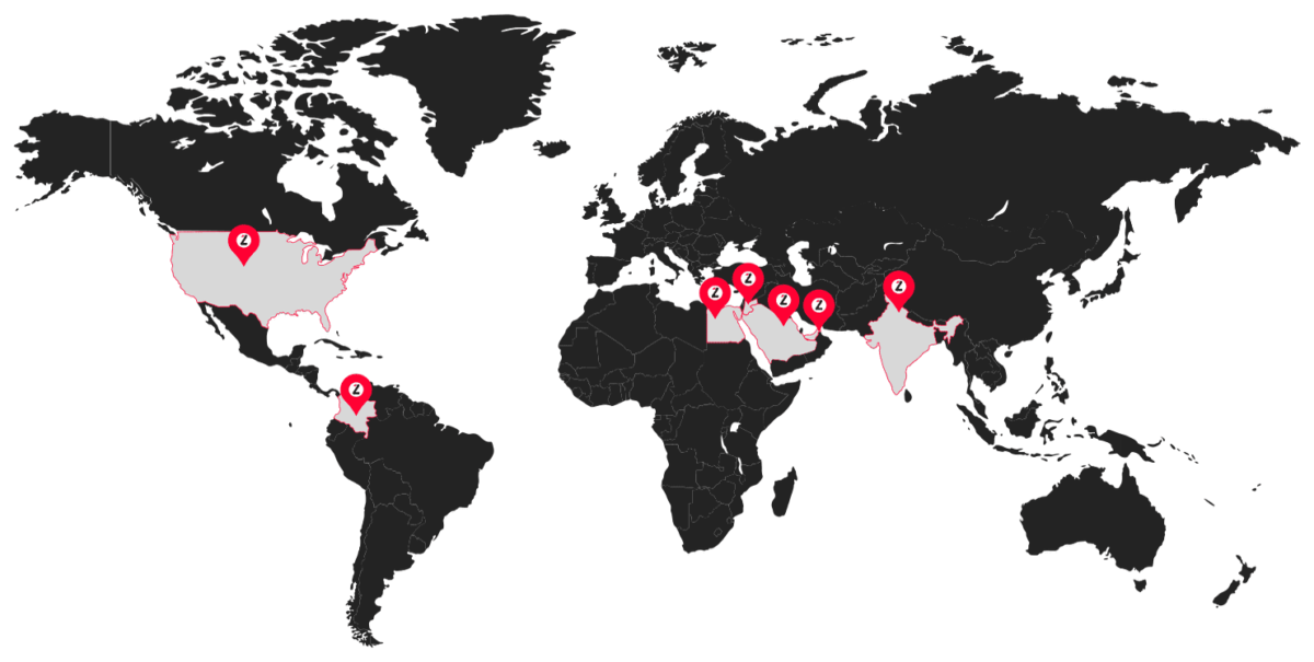 Zetta Global about us: global reach world map showing international presence and delivery